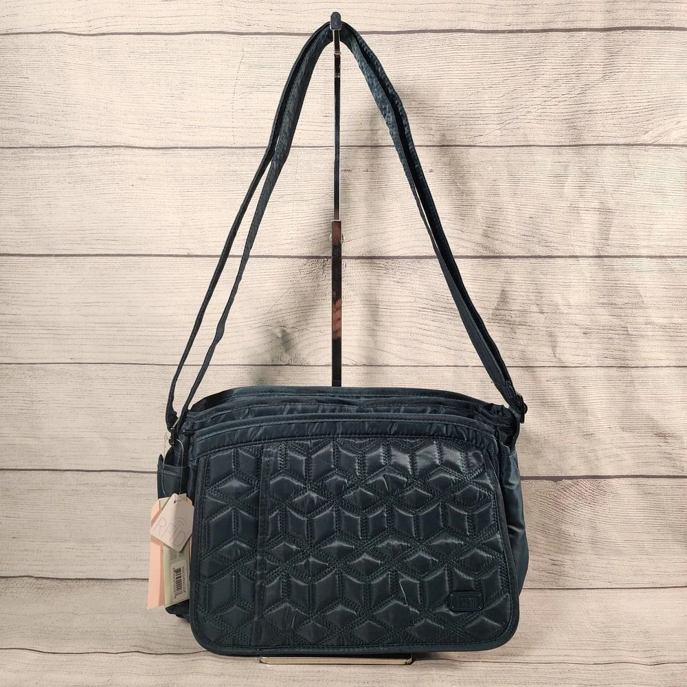 Lug Wings Peacock Blue Quilted RFID Crossbody Bag Travel Purse Strap (READ)